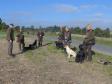 Group of inexperienced dogs at the unofficial FT on 3 October 2015. From the left it is assistant steward Mr. Jan Jensen, Ms. Berith Monrad with Batmoors\' Argus Filch (Felix), Mr. Carsten Mindegaard with Geronimo\'s Scottish Anton (Anton),  Mr. Kim Havkrog with Scotsgap Douglas (Douglas), Ms. Helle Stockfisch with Brown Hunt\'s Spica (Spica) and rightmost it is Ms. Lene Bak with Teddy (Enzo).
 <span id="copyright">&copy;Ravensbank Labrador Retrievers</span>